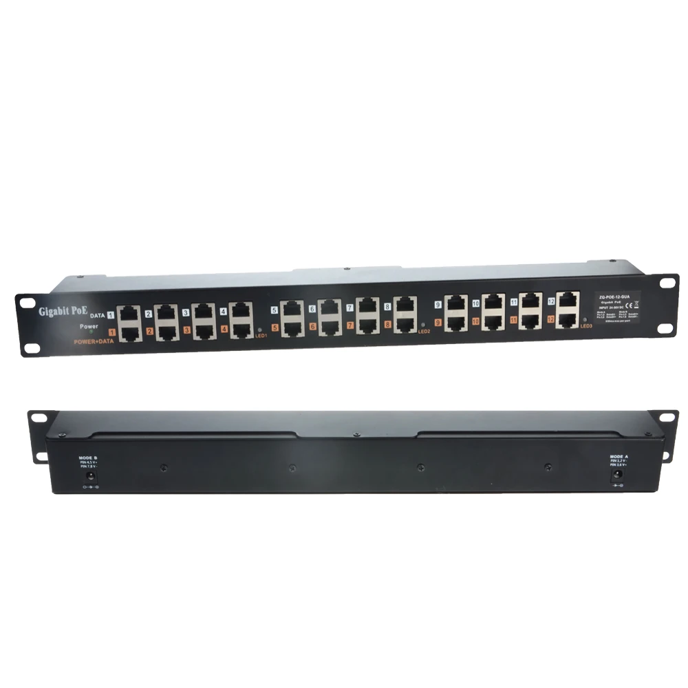 GPOE-12AB Gigabit PoE инжектор 12 Порты и разъёмы пассивный патч Панель стоечный &quot19 1U&quot