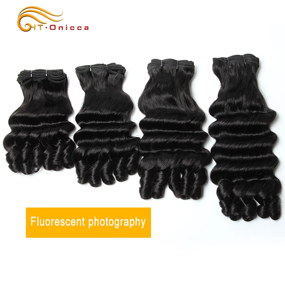 

Brazilian Bouncy Curly Hair Extensions Double Drawn 1 3 4 Bundles Deep Rose 100% Human Remy Hair Bundles Funmi Hair 10-16 Inches