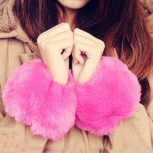 1 пара, женская мода, зима, теплый, искусственный мех, эластичный, на запястье, на манжетах, для девушек, сплошной цвет, на руку, теплый, плюшевый, на запястье, протектор