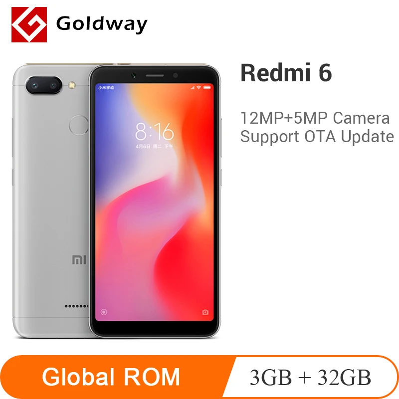 Versión Global Xiaomi Redmi 6 3 GB RAM 32 GB ROM Smartphone Helio P22 Octa Core CPU 12MP + 5MP Dual cámaras 5,45 "3000 mAh batería