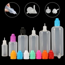 10 pces x 3ml-120ml conta-gotas garrafas plasitc ldpe vazio squeezable olho e recipiente de suco líquido crc tampão ponta conta-gotas longa + funis
