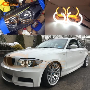 

For BMW 1 Series E82 E88 E87 E81 Xenon headlight Excellent DTM Style LED Angel Eyes White Amber switchback DRL turn signal light