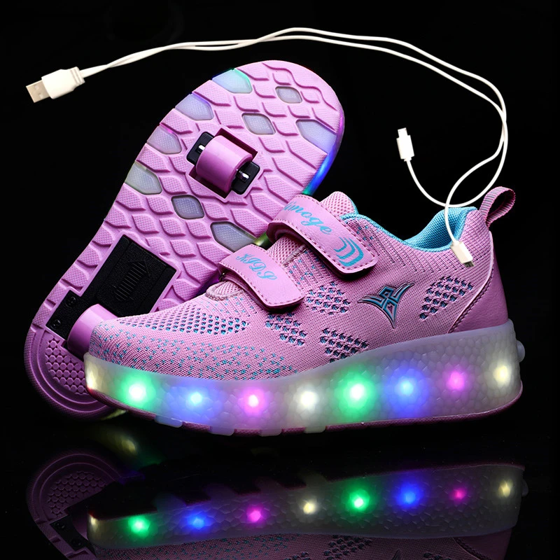 Zapatillas para niño y niña informales con luces LED zapatos infantiles con e iluminación automática, calzado de deporte con carga USB, deportivas de patinaje|Zapatillas deportivas| - AliExpress