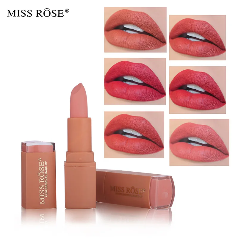 Матовая красная помада нюдовая длинная Женская водостойкая/водостойкая Miss Rose