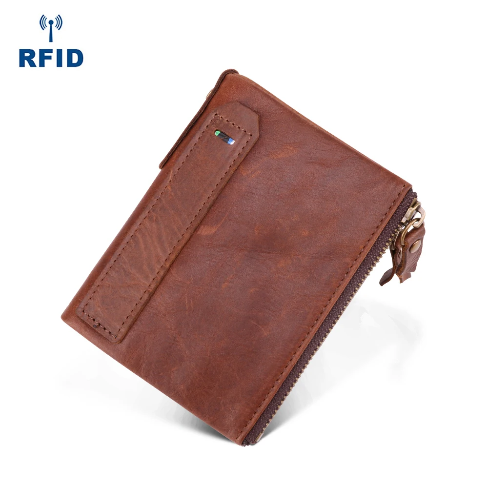 

Men's RFID Wallet Head Layer Cow Leather Coin Wallet High end Male Purse Soft Cards Holder Casual Short Wallet Standard Wallet
