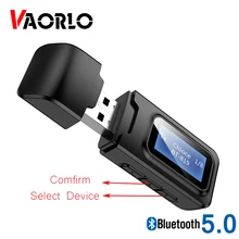 VAORLO-Adaptador USB 5,0 2 en 1, dispositivo con pantalla LCD opcional, conexión Bluetooth, receptor transmisor para TV, auriculares de baja latencia