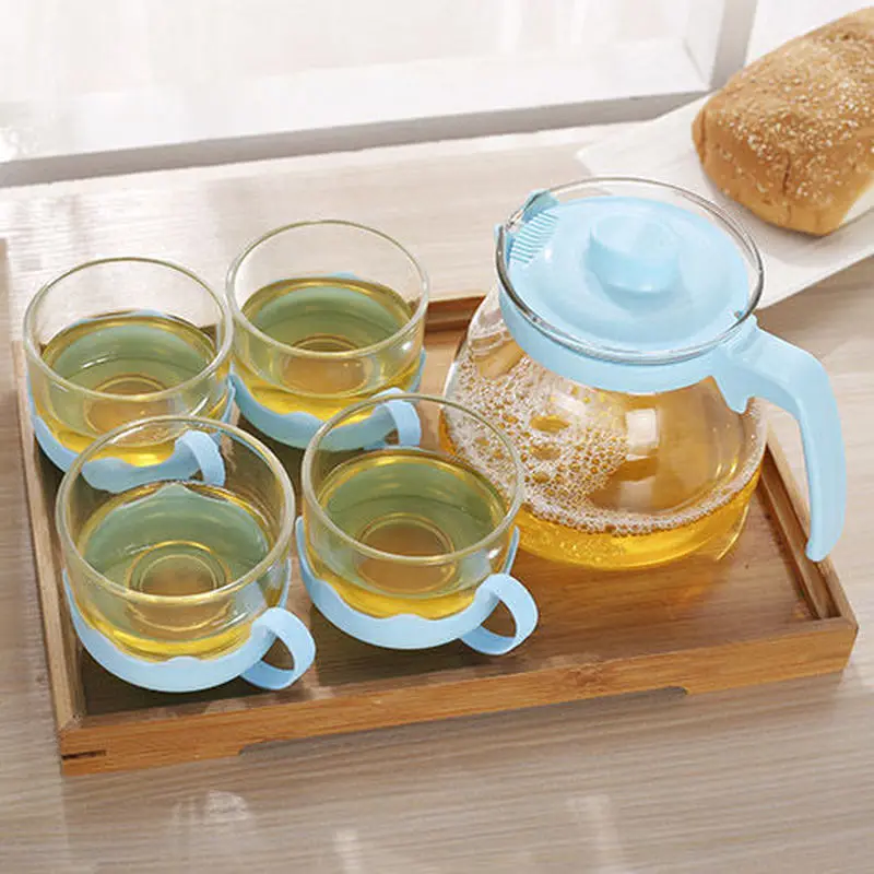 Стеклянный чайный чайник с защитой от ожогов домашний цветочный горшок офисный