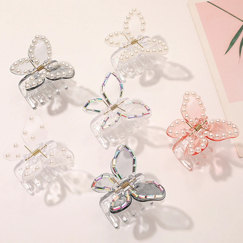 Summer Small Transparent Butterfly Hair Claws Hairpin Cute Grabs Acrylic Clip For Women Sweet Accessory 6 Style | Украшения и
