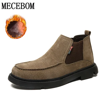 

Men's Boots Winter Pig Skin Genuine Leather Set of Feet Plush Luxury Warmth Large Size 39-48 Thick-sole Non-slip Men's Shoes