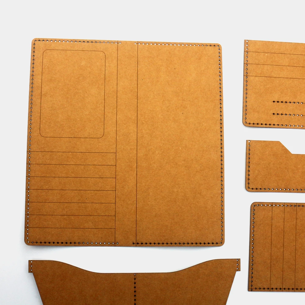 DIY leather craft long wallet universal heavy kraft paper cardboard 500gsm sewing pattern hollowed stencil template