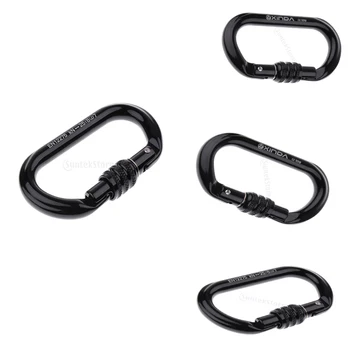 

4pcs Rock Climbing Caving Carabiner Screw Locking Outdoor O-Shaped Lock Safety Buckle Black