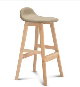 Барный стул длинные ноги барный стул скандинавский высокий стул кафе обеденный стул креативный твердый деревянный барный стул современные минималистичные стулья - Color: Khaki burlap 70CM