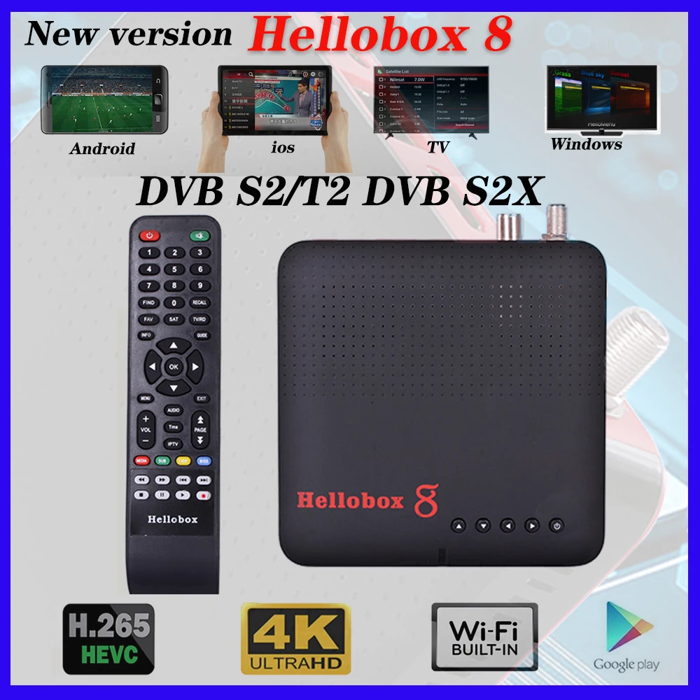 ТВ-тюнер Hellobox 8 TV Satellitare DVB-T2 / S2 S2X поддержка 3/ 4G ключ Испания cccam DVB плеер ТВ
