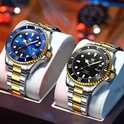 OLEVS reloj mecánico automático para hombre, nuevo accesorio de pulsera de acero inoxidable resistente al agua con diseño de fantasma de agua verde, 30 metros de duración, 6650