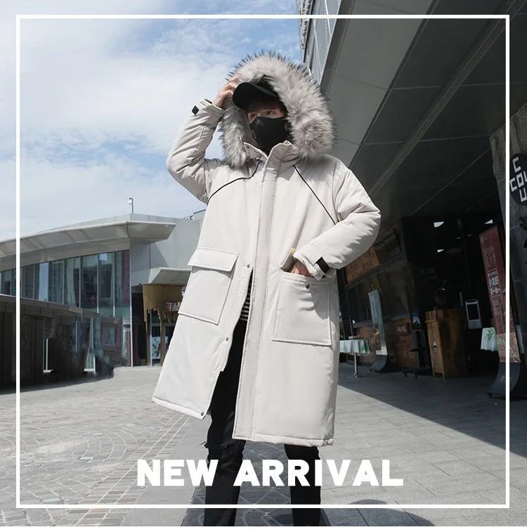 Winter New Style Men Cotton Overcoat Mid-length Thick Trend Korean Winter Cotton-padded Jacket over-the-Knee Cotton Coat