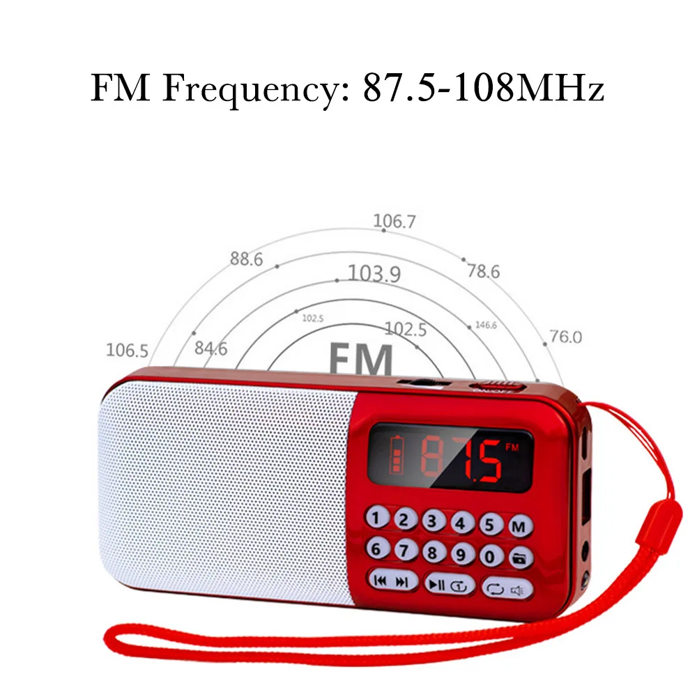 Портативный fm-радио перезаряжаемый беспроволочный динамик TF карта USB диск MP3 плеер мини-радио со светодиодный фонарь, гарнитура Jack
