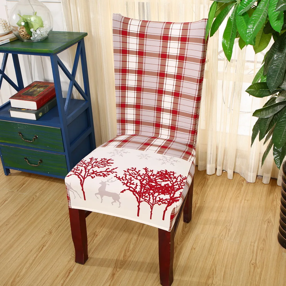 Christmas Decor Dining Room Chair Cover Removable Washable Stretch Seat Cover Universal Size Chair Covers Seat Slipcovers