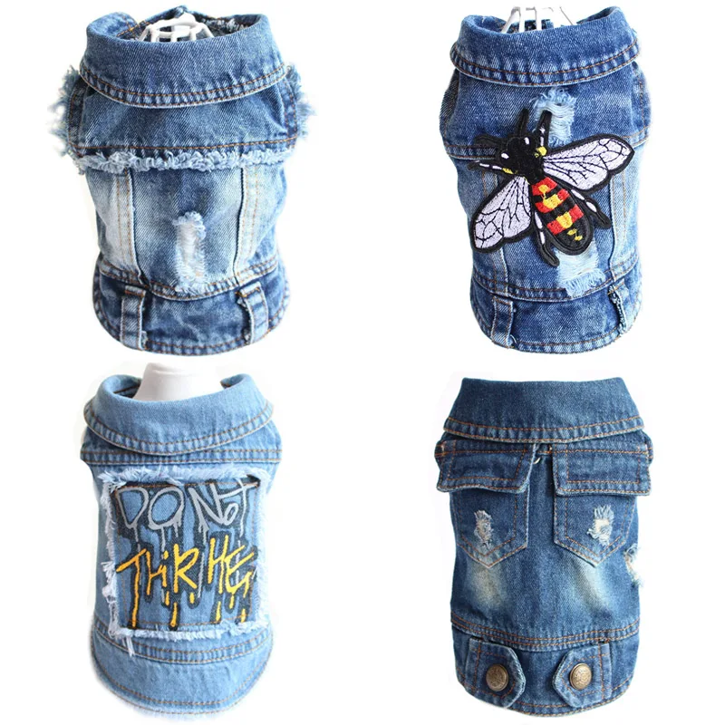 Ropa de diseño para perro, moda 2020, ropa de vaquero para perros y gatos pequeños, chaqueta vaquera para Chihuahua, Bulldog Francés, mascotas