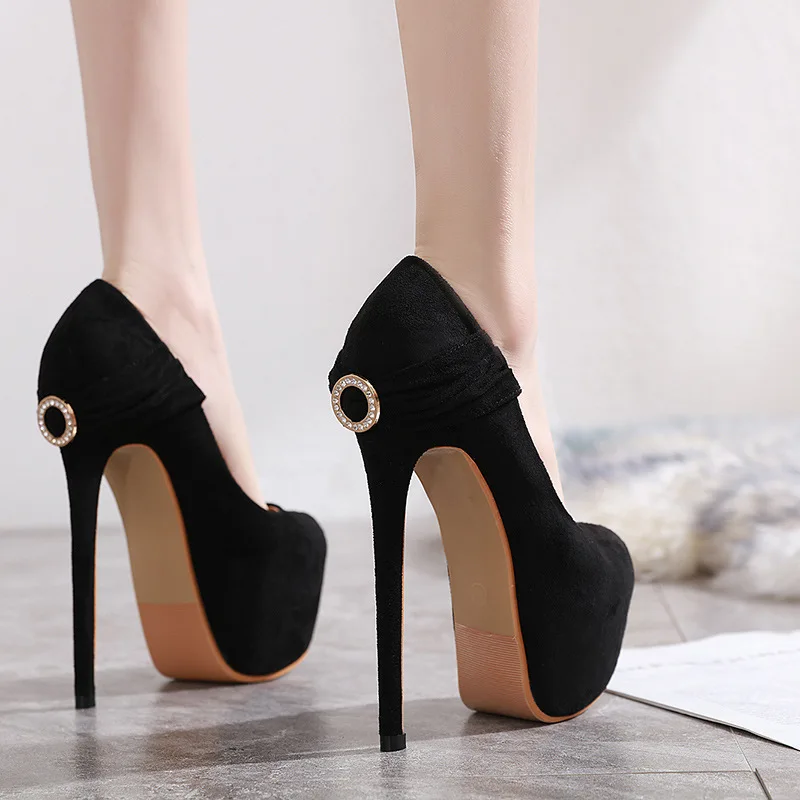 

2020 Spring New Style European And American Style Ultra-High-Heel 16cm round-Toe Platform Princess Shoes OL Work Shoes 34-40 Yar