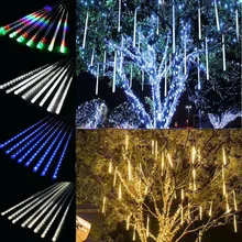 New Year 30/50cm Outdoor Meteor Shower Rain 8 Tubes LED String Lights Waterproof For Tree Christmas Wedding Party Decoration