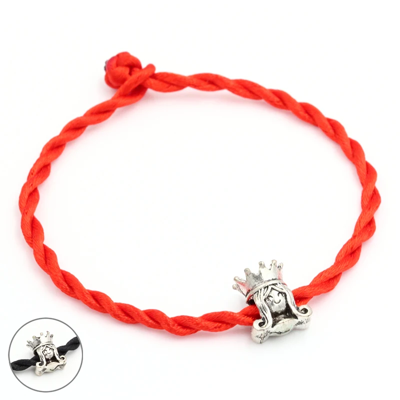 

Personalized Black Thread String Beads Bracelet Handmade DIY Lucky Red Rope Smile Princess Charm Bracelet for Women Men Jewelry