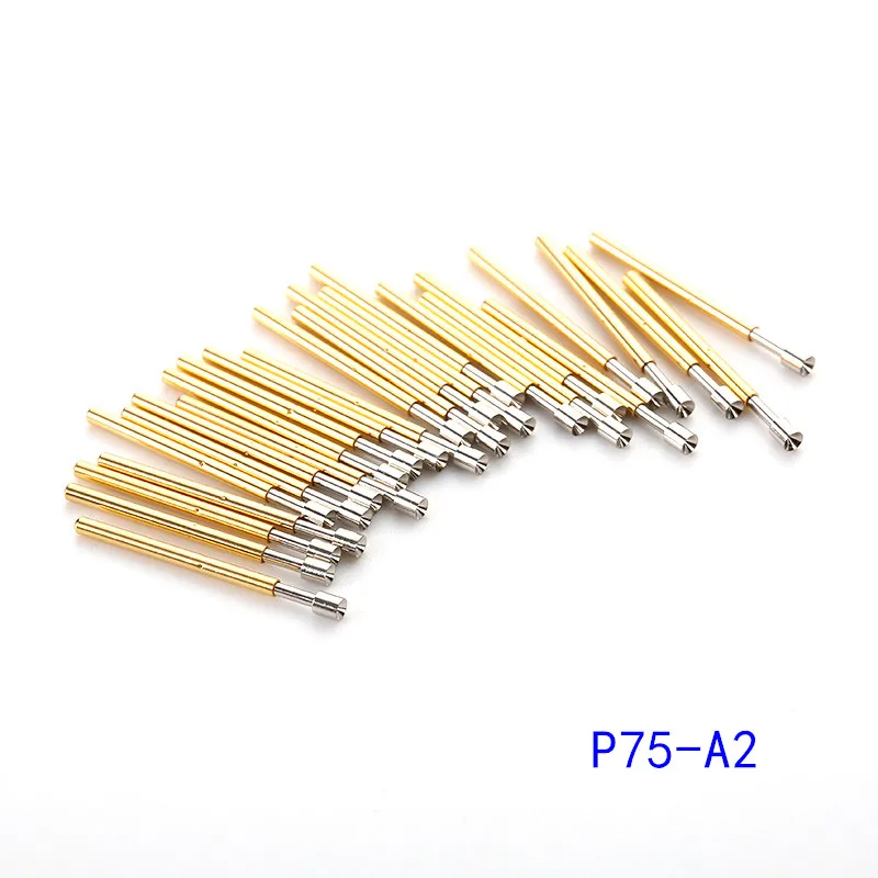 Hot Selling 100PCS of P75 Series Brass Spring Test Probe with Nickel Plated Needle Diameter Electronic Spring Test Probe - 2