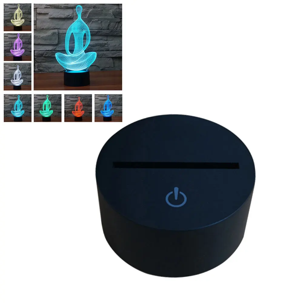 New Creative Night Light Meditation Lamp Acrylic Yoga Lamp 3D LED Night Light Colorful Gradient Atmosphere Lamp Bedroom Decor