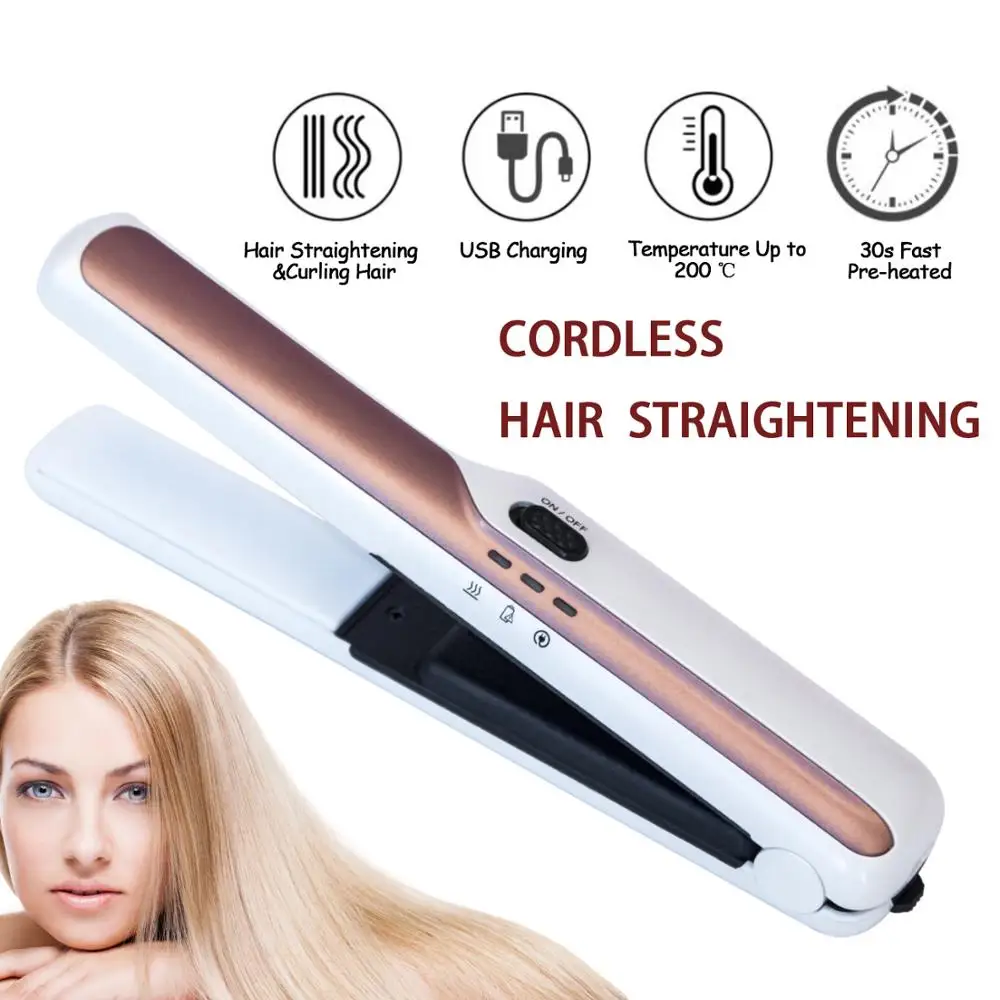 

Professional Mini Cordless Hair Straightener Portable USB Charging LED Display Cordless Hair Flat Iron Hair Styler Tools
