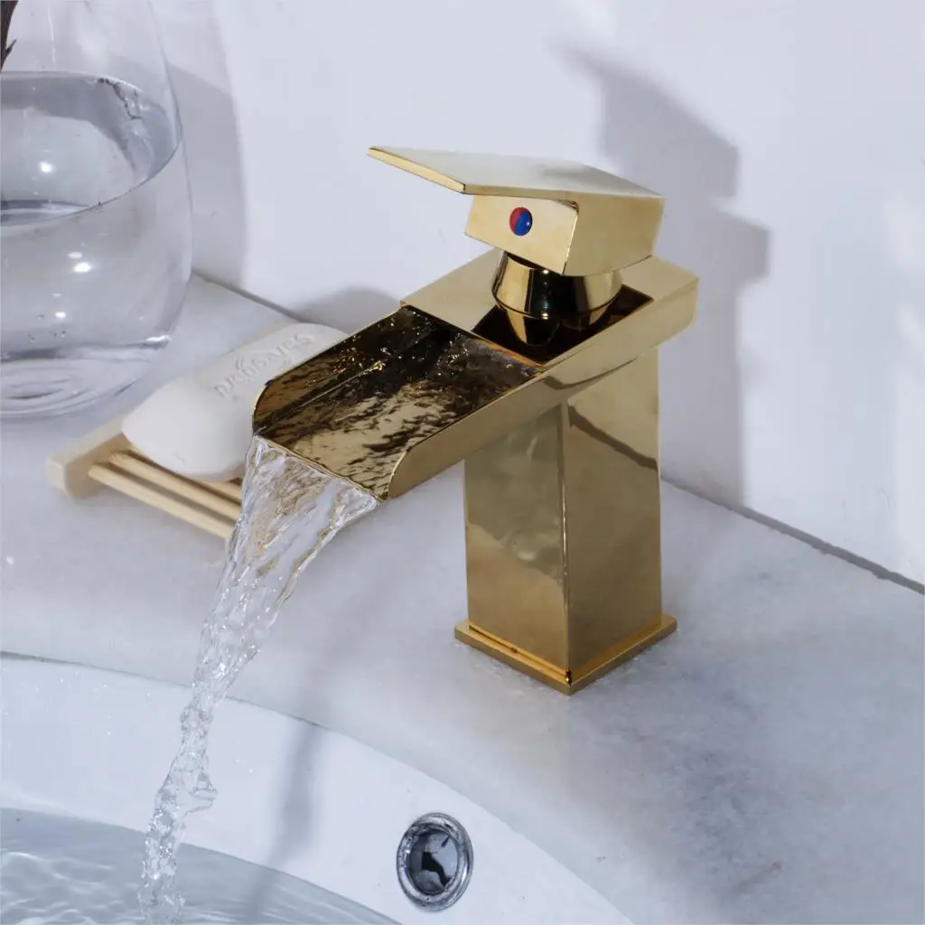 8259G RU Специальная цена кран для воды Ванная комната Grifos De Lavabo Caliente Fria никель Матовый черный водопад умывальник смеситель кран - Цвет: 8259G