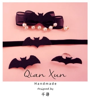 

Princess sweet lolita hairpin Japanese Lolita handmade hair ornament dark little bat little devil wing hairpin women HZQX065