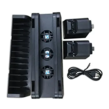 

2019 New Game Vertical Cooling Stand Dual Controller Station Chargers Game storages LED Fan For SONY Playstation 4