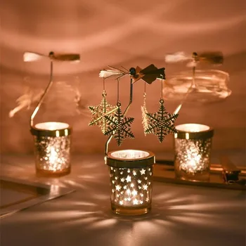 

Rotating Candle Holder Lamp Without Electricity Candlesticks with Candle Windmill Spinning Carousel Tea Light Christmas Lights