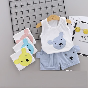 

baby boys girls cute Cartoon vest set infant children clothes 2pcs suit summer sleeveless short pants sets