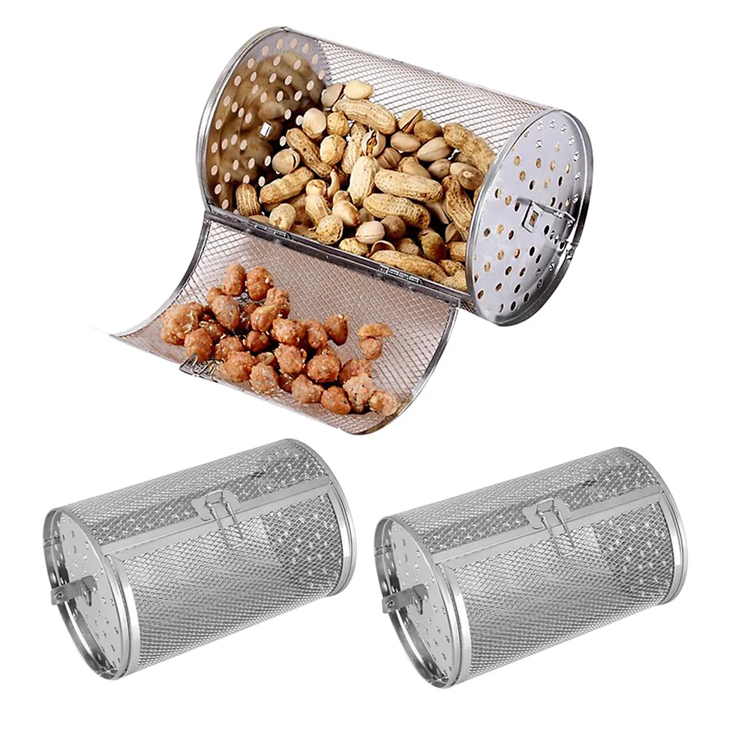 2x Stainless Steel Oven Basket Coffee Beans Baking BBQ Roaster Drum Kitchen