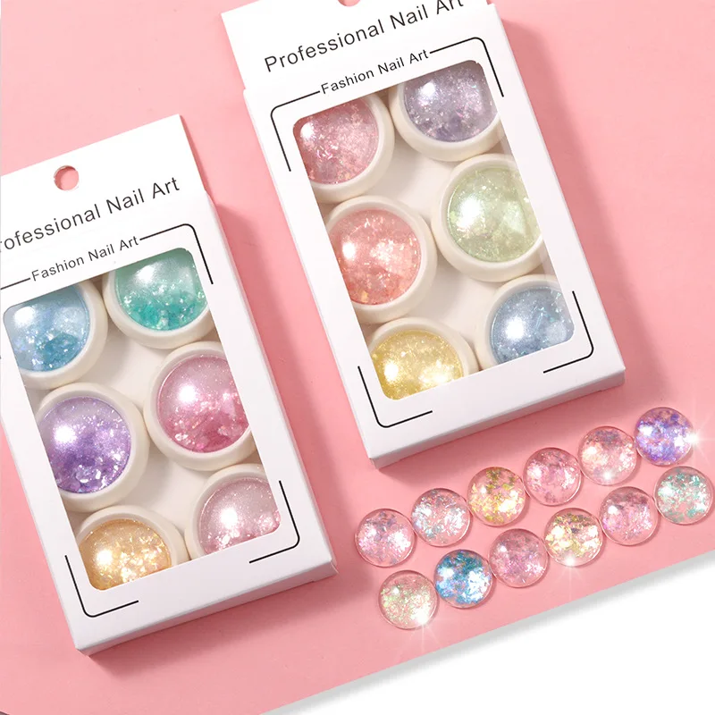 

6Pcs/Set Nail Art Glitter Chunky Sequins Iridescent Mermaid Flakes Ultra-thin Tips Colorful Mixed Paillette For Manicure Glitter