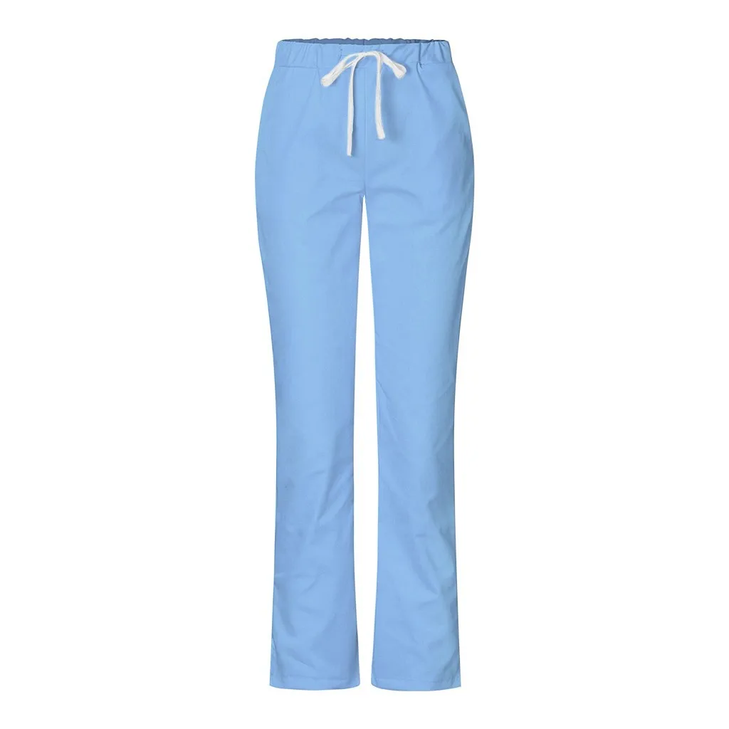Plus Size Nurse Uniform Flare Leg Pant With Pocket Ladies Loose Work Clothes Summer Women Pants Solid Clinic Uniforms A50