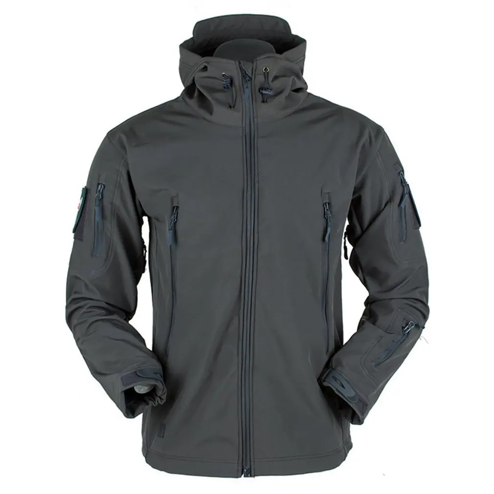 Уличное мягкое пальто из флиса для мужчин и женщин, ветронепроницаемое, водонепроницаемое, дышащее, теплое, три в одном пальто, Акула, кожаная куртка - Цвет: gray S