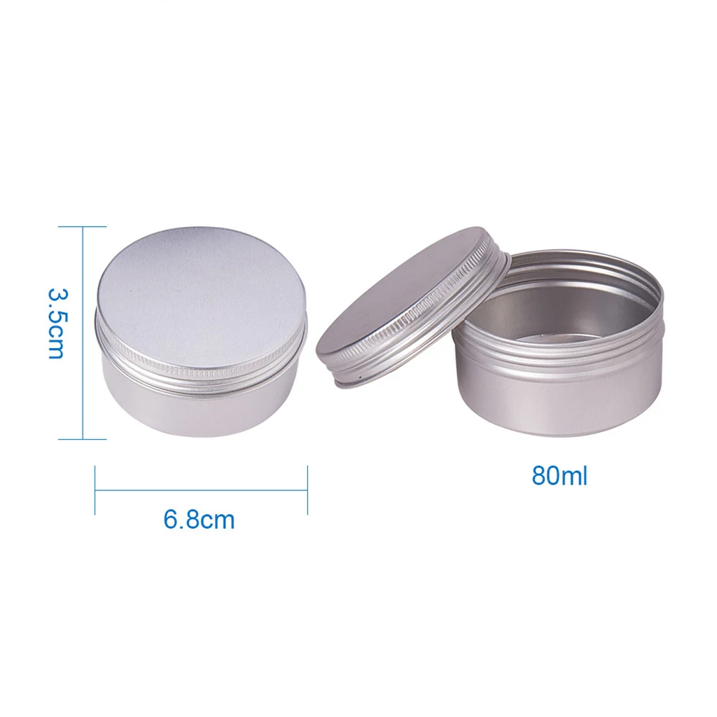 20pcs 80ml Empty Cosmetic Pots Lip Balm Container Jar Aluminum Tins with Spiral Screw for Cream Lip Balm Jewelry Beads Container