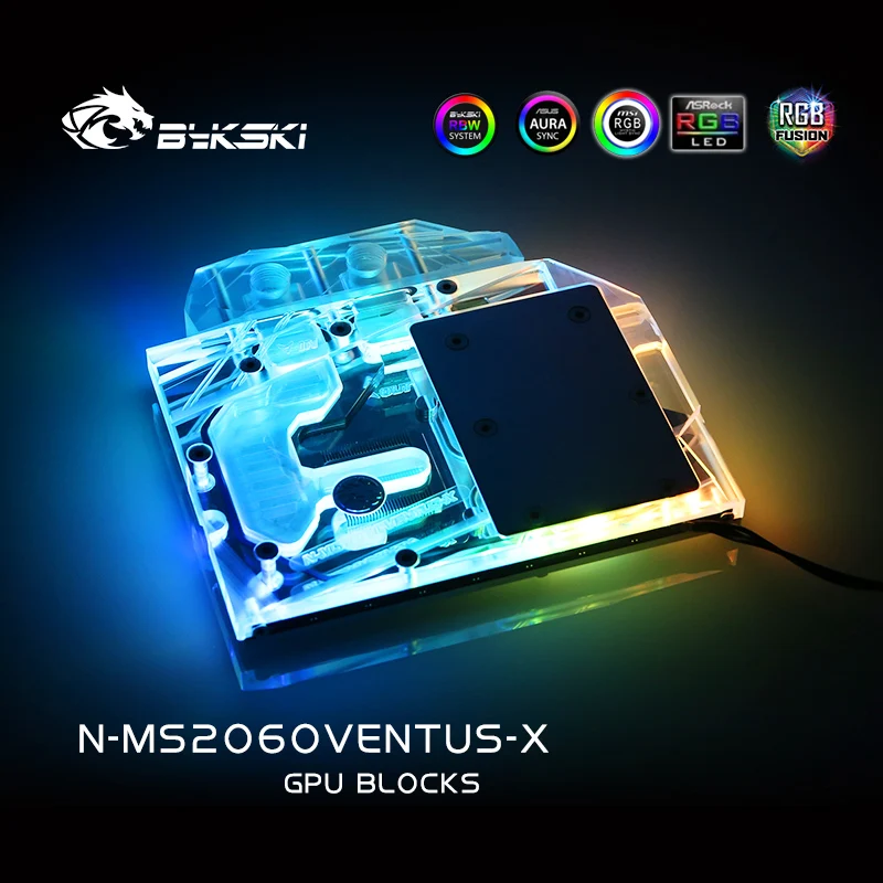 Кулер для графического процессора Bykski MSI Geforce RTX 2060 VENTUS XS полностью закрывающий
