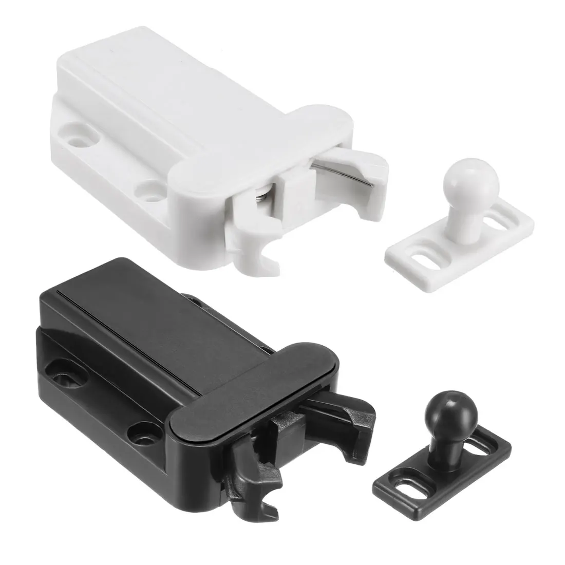 

uxcell White Or Black Push Open Latch Lock Touch Catch for Bedroom Cabinet Cupboard Drawer Parts 1-2-5 Pcs