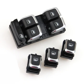 

READXT Car Chrome Electric Master Window Control Switch Button+3X Single Window Glass Switch For A4 S4 B8 Allroad Q5 8KD959851A