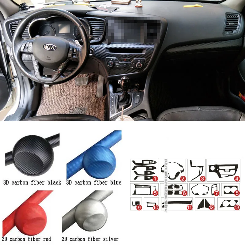 

Стайлинг автомобиля центральная консоль изменение цвета углеродное волокно молдинговые наклейки для Kia K5 2011-2015