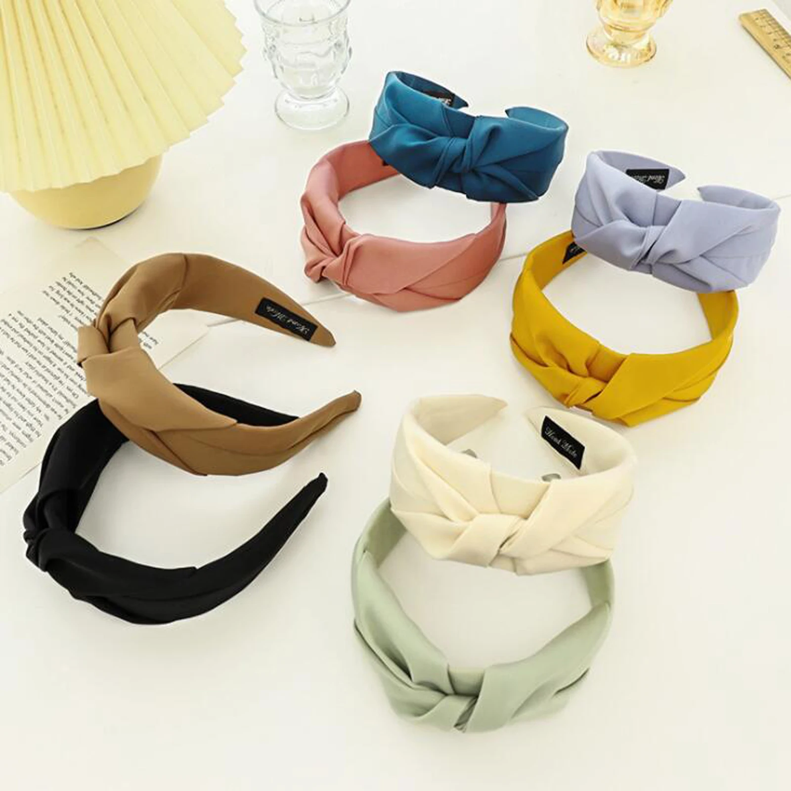 head scarves PROLY New Fashion Women's Hairband Wide Side Turban Cross Knot Casual Headband Solid Color Headwear Adult Hair Accessories headbands for women