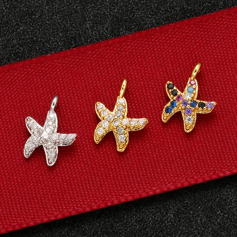 

ZHUKOU 8x11mm brass crystal small star pendant Charms for women's handmade DIY necklace earring jewelry accessories Model: VD553
