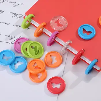 

20pcs 26mm Colorful Butterfly Notebook Plastic Binding Ring Mushroom Hole Disc DIY 360 Degree Buckle Office Supplies