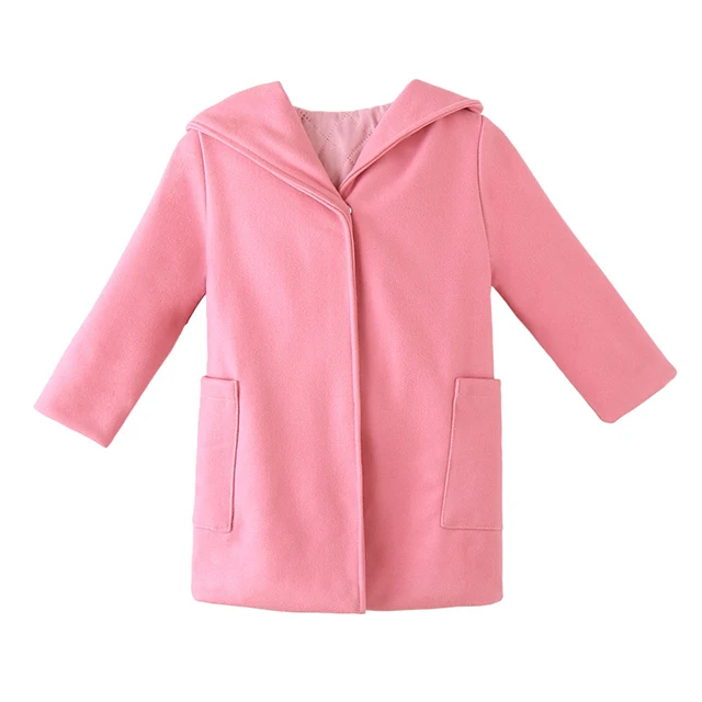 Одежда для девочек; шерстяной плащ; Детские теплые куртки для девочек; сезон осень-зима; плотная детская верхняя одежда для девочек; шерстяное пальто; детская одежда - Цвет: Pink