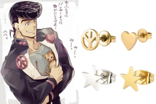 JoJo невероятное приключение Косплэй Higashikata Josuke Леоне abbacchio дядя серьги штифты серьги Опора реквизит подарок Прямая поставка