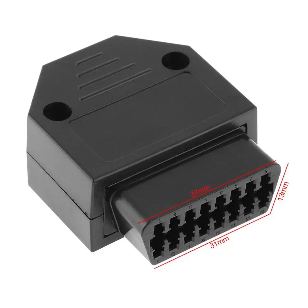 OBDII OBD 2 16Pin гнездовой Угловой Соединитель разъем с оболочкой и клеммой для