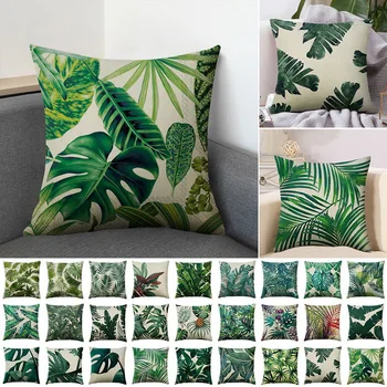 

2pc Green Printed Pillow Case Green Plant Cushion Cover Waterproof Home Fall Pillow Cover For Living Room Sofa Car almofada New