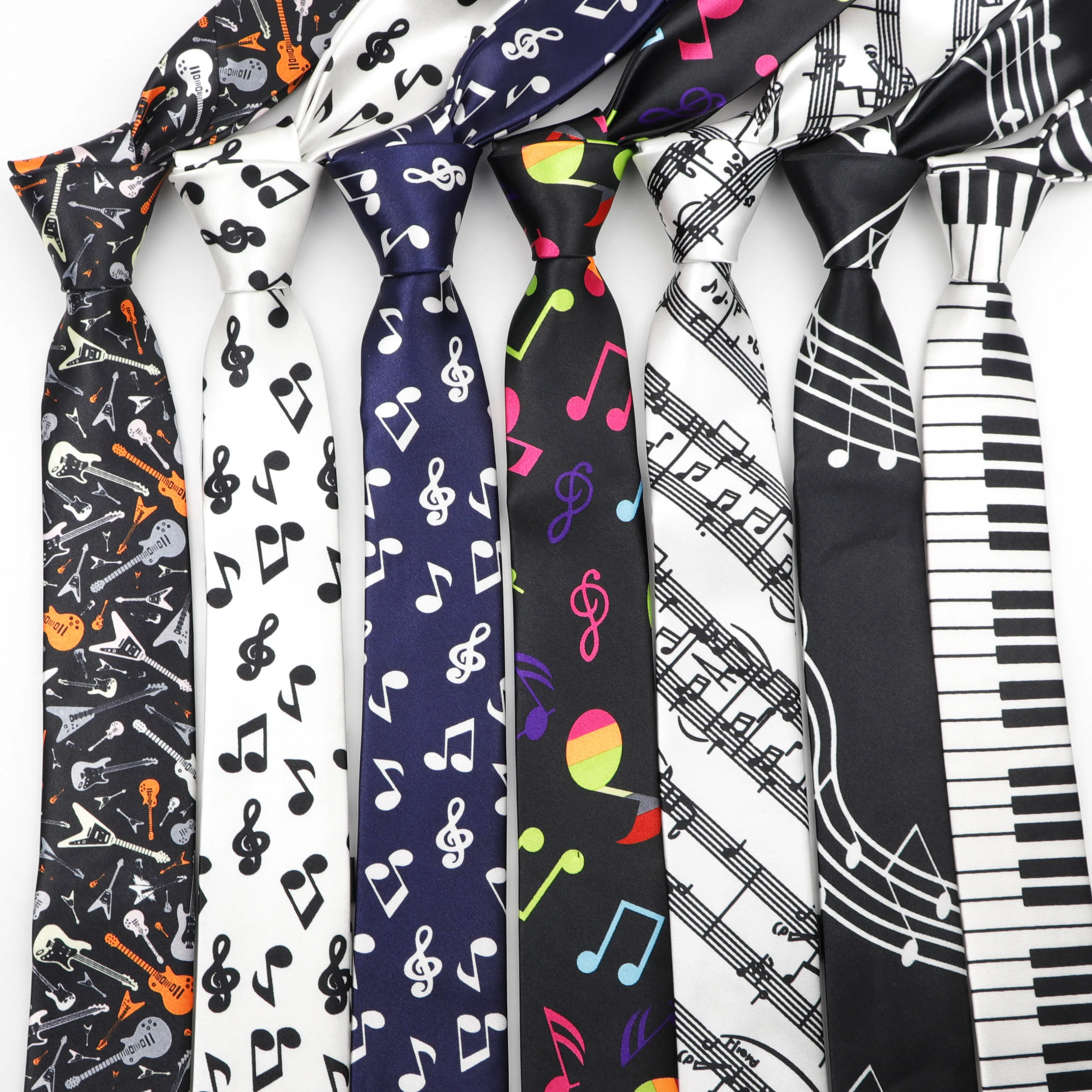 corbatas de moda anchas novedosas para hombres y adolescentes corbatas divertidas LKKPT Corbata de guitarra con fondo de notas musicales Retro